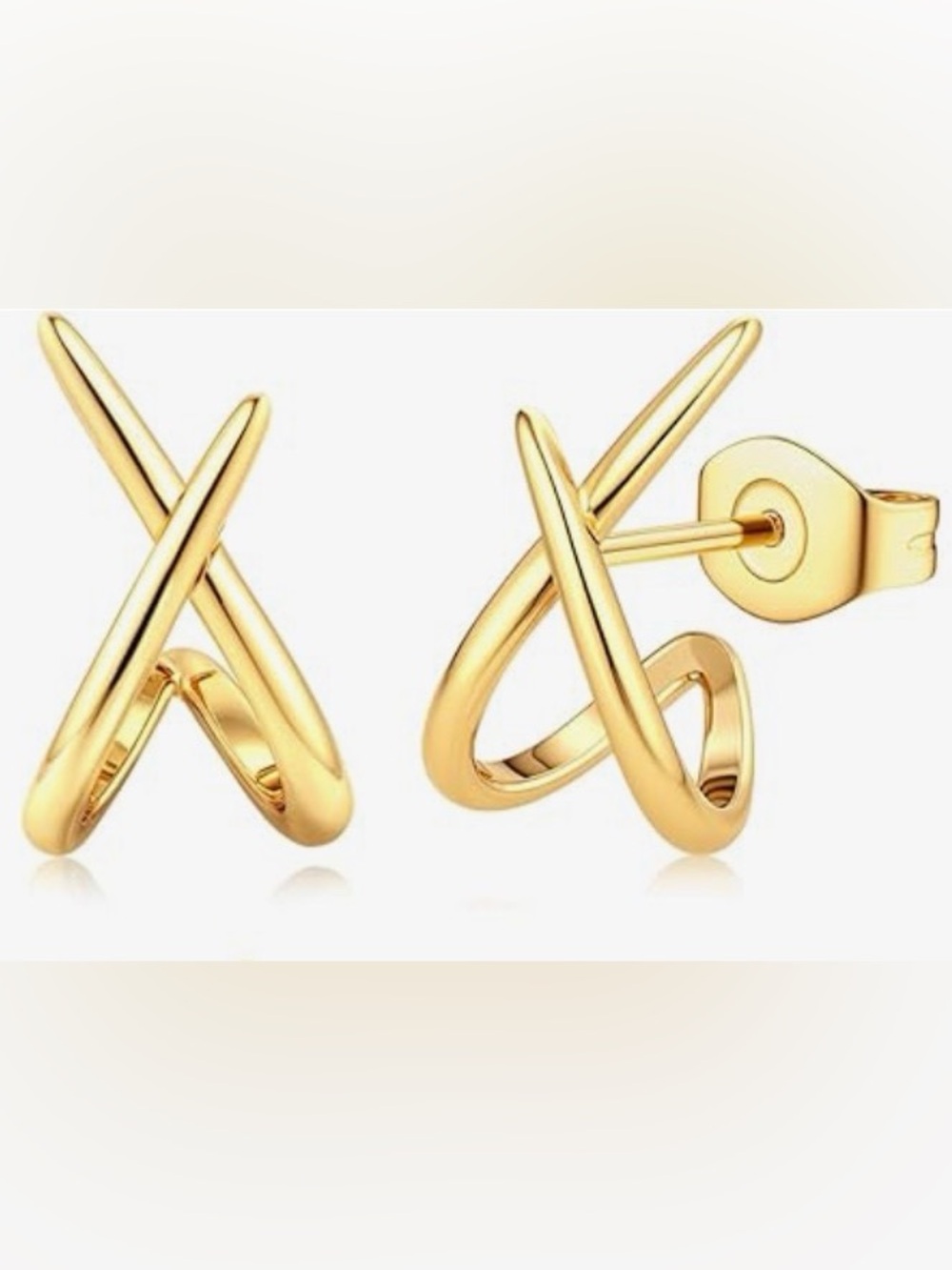 #217 7mm Gold Plated X-Loop Stud Earrings